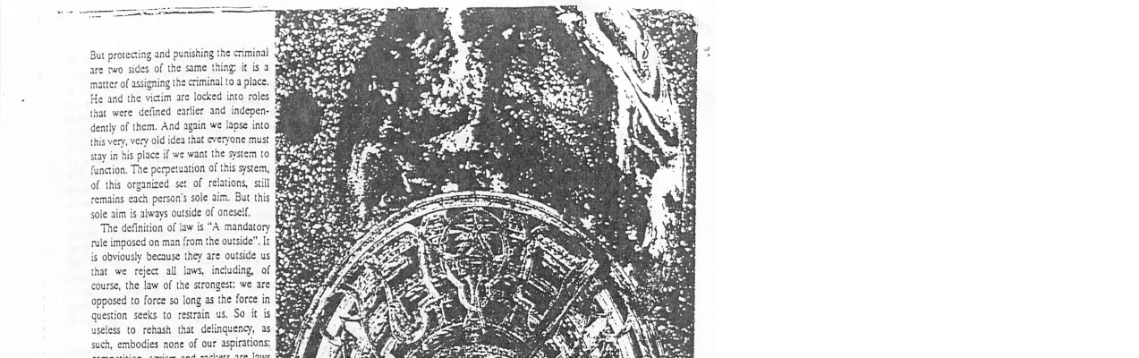 But prote are two sides of the same o aplace. § cked into roles er and indepen- ‘And again we lapse into old idea that everyone must say in his place if we want the system to uncion. The perpetuation of this system, of this organized set of reltions, sill semains cach person’s ole aim. But his sole aim is abways outside of oneself, f “The definiton of & e imposed on m is obviou course, the law o he sironge opposed to force 5o long as the force in question seeks to restrin us. SO it is to rehash that delinguency, a5 of our aspiraions